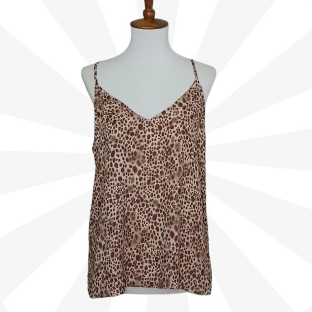 A New Day Animal Print Cami Top Size Medium Adjustable Spaghetti Straps V Neck